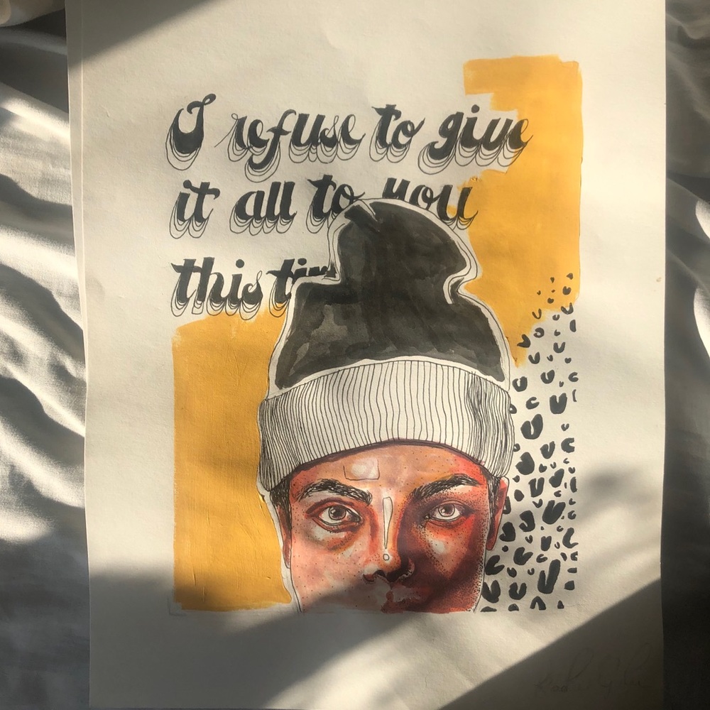 Original Art- 70s leopard print and portrait